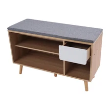 Entryway Shoe Changing Bench Footwear Rack Storage Shelf w/ Cushion Padded Seat