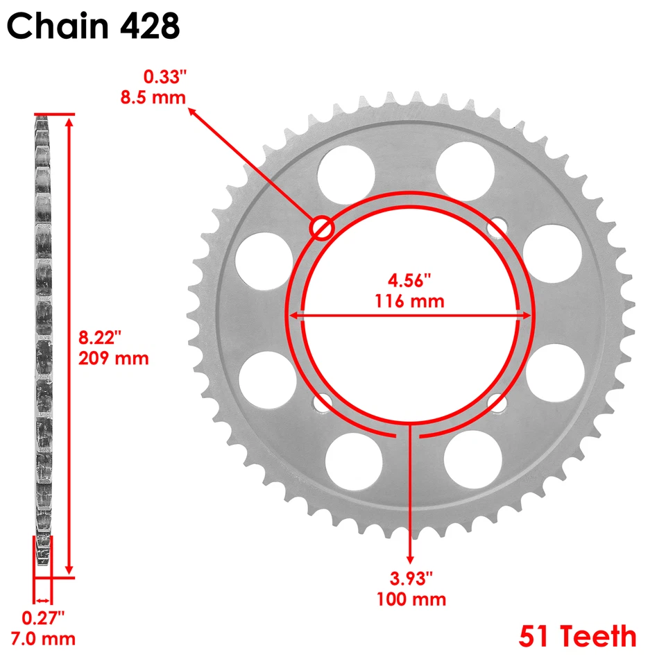 Caltric Drive Chain & Sprockets For Kawasaki KLX140L 2008-2024 - Image 4 of 4