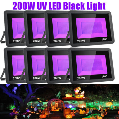 1/4/8X 200W UV LED Black Light IP66 Waterproof Flood Light Indoor Outdoor Party