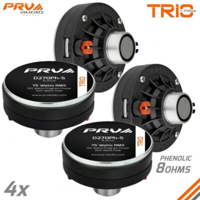 4x PRV Audio D270Ph-S 1'' Exit Screw-on Phenolic Compression Driver 8Ohm 150W Max