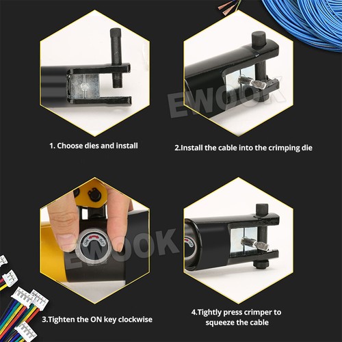 16 Ton Hydraulic Crimper Wire11 Dies Lug Cable Force Crimping Tool Kit W/ Box - Picture 9 of 10
