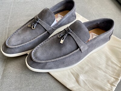 Men\'s Grey Loafers Shoes Genuine Sheepskin Suede Solid Minimalist Slip On Men main image 4