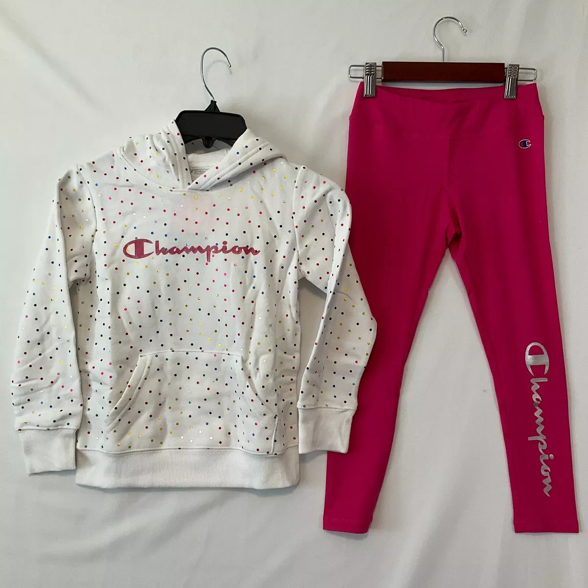 Champion Hoodie Legging Set Rainbow Pink Girls Size 6/7 2 Piece Set