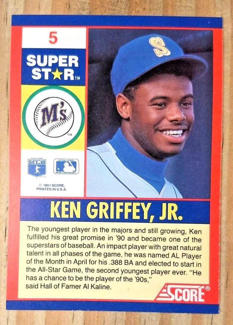 1991 SCORE KEN GRIFFEY JR CARD#5 SEATTLE MARINERS CINCINNATI REDS