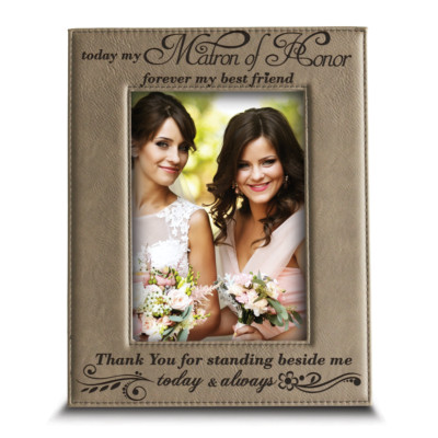 Bella Busta- Matron of Honor- Best Friend-Thank You gift- Engraved Leather frame