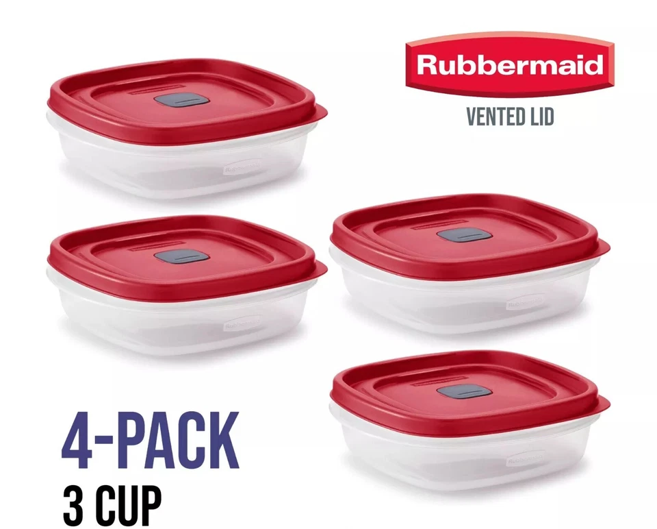 Rubbermaid- 3 CUP- Easy Find Vented Lid Food Storage Containers- 4 PACK - Image 2 of 3