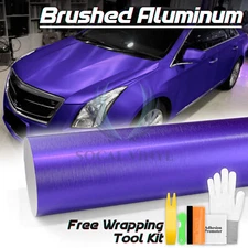 Premium Royal Purple Brushed Aluminum Steel Vinyl Wrap Sticker Film Air Release