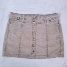 Vintage GAP Gray Corduroy Mini Skirt Size 12 Snap Front Low Rise Y2K 00s Grunge