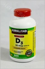 Kirkland Signature Extra Strength D3 50 mcg (2000iu) 600 Softgels Exp. 03/2027
