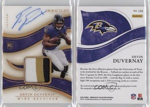 2020 Panini Immaculate Gold /25 Devin Duvernay #134 RPA Rookie Patch Auto RC
