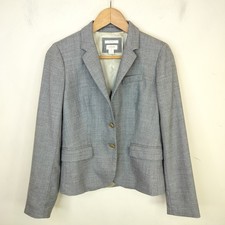 J.Crew Wool Schoolboy Blazer 4 Womens Gold Button Preppy Academic Grey