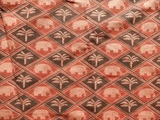 schöner Vorhang ~237*134 cm, rot und braun, Motiv Elefanten und Palmen