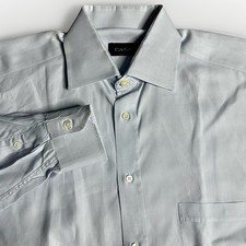Canali Dress Shirt Mens 16/41 Large Light Blue Chest Pocket Made in Italy