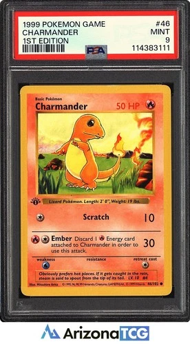 Pokemon 1999 Charmander 46/102 1st Edition Base Set PSA 9