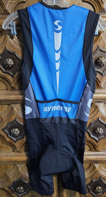 Synergy Blue/Black Sleeveless One-Piece Triathlon Suit Zip Front