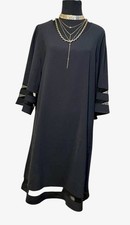 IC CONNIE K Dress NWT lagenlook  $136 Stretch Sheer Mesh Trim Stripes L