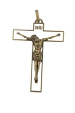 Wonderful 4" White/Brass Cross Crucifix - Made in France | Beautiful Christian 