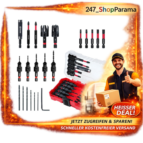 Senkbohrer Set 22 StüCk Holzbohrer Mit Aufbewahrungsbox FüR PräZises Bohren-image