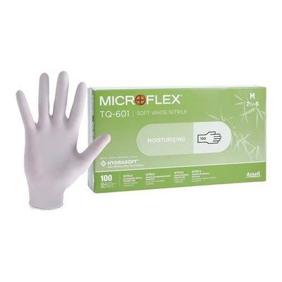 Microflex TQ-601-M Tranquility Nitrile White Gloves PF Medium 100/Bx