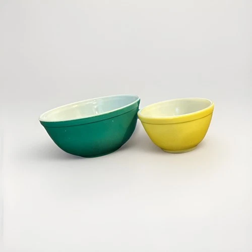Vintage Pyrex Nesting Mixing 2.5 Qt Bowl Green Primary Colors 403 and 401 Yellow