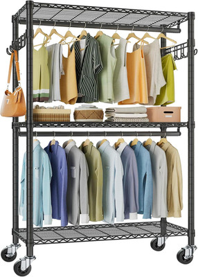 VIPEK R2 plus Heavy Duty Rolling Garment Rack 3 Tiers Adjustable Wire Shelving C
