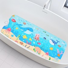 WELTRXE Baby Bath Mat Non Slip Anti Mould, 100x40cm Extra Long Bathtub Mat for