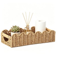 Upgraded Bathroom Basket Organizer w/Cut Out Handle, Back Standard, Neutral