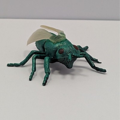 VTG Green Fly Figurine 1.5'' Plastic Insect Red Eyes Translucent Wings Bug Toy