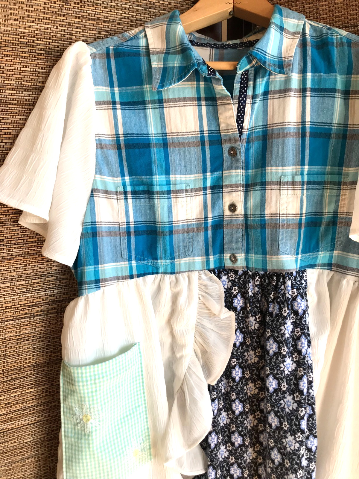 Upcycled Boho Patchwork Tunic, Ruffled Hippie Blo… - image 13