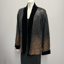 Johnny Was Sequin Dorian Kimono Jacket NWT 425.00 Black Velvet Sequin Size M