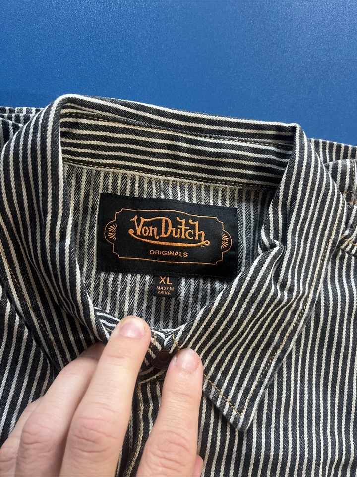 Von Dutch NWT Retro Genuine Railroad Striped Denim Mechanic Shirt - Image 2 of 4
