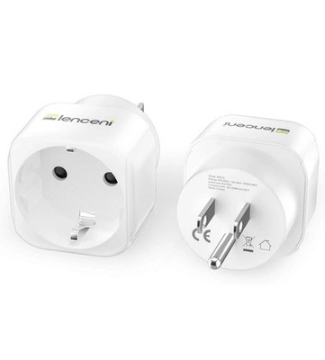 LENCENT Europe to US Plug Adapter 2-Pack Type C/E/F to USA Outlet White New