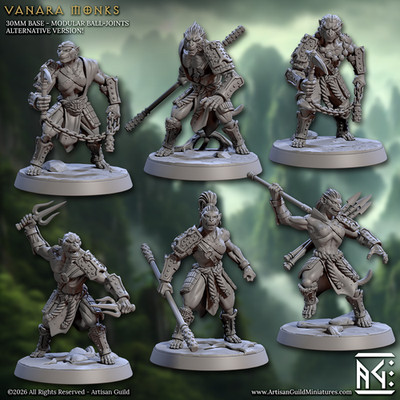 Vanara Monks - Artisan Guild - DnD Tabletop Games - Resin Miniatur