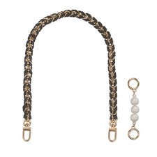 1 Set 23.6 Inch Leather Purse Chain Strap with Extension Chain, Gold Black