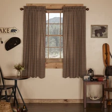 Rustic 63"x36" Panel Pair Brown Rod Pocket Prescott Window Curtains VHC Brands