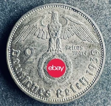2 Reichsmark 1939 J Drittes Reich Hindenburg 8 g .625 Silber KM#93 K071225H