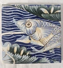 CANDY RETRO WIILLIAM DE MORGAN 1990S 6 INCH ORIENTAL FISH DESIGN TILE