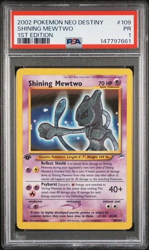 2002 POKEMON NEO DESTINY 1ST EDITION #109 SHINING MEWTWO PSA 1