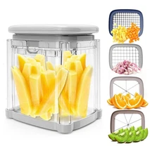 French Fry Cutter 4-in-1 – Potato Cutter for Fries, Onion Dicer, Food Chopper...