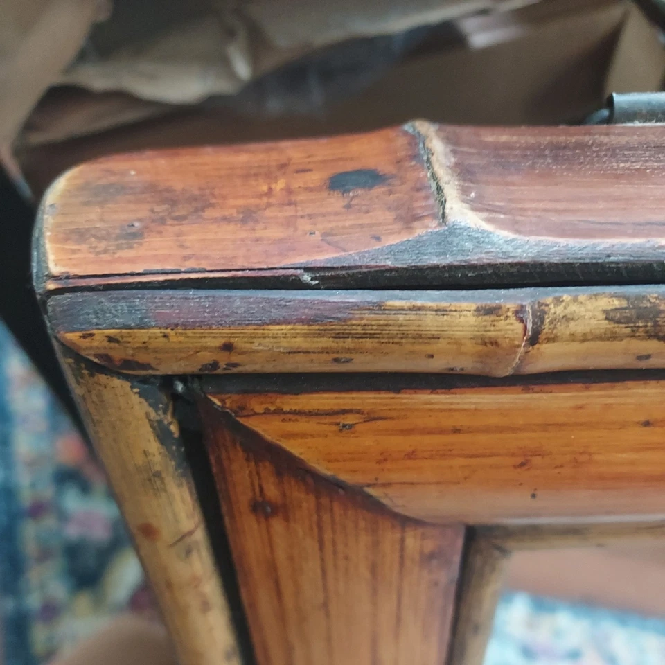 Espejo de pared antiguo vintage de bambú 32 1/2" x 20" muy pesado (recogida local) Foto 2 de 4