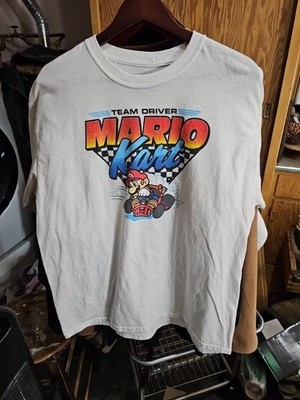 Mario Kart  Team Driver  Long Sleeve Tee Men s M   Nintendo 2021 White