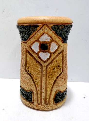 VINTAGE ARTS & CRAFT ERA SMALL 6"  "ROSEVILLE MOSTIQUE" VASE W/ GLOSSY GLAZE...