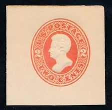 UNITED STATES (US) U143 UNUSED VF 2c VERM.ON AMBER CUT SQUARE FC
