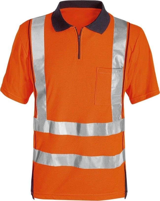 FRISTADS ORANGE HI VIZ VIS COMFORT POLOSHIRT POCKET ZIP EN471 WORK POLO SHIRT