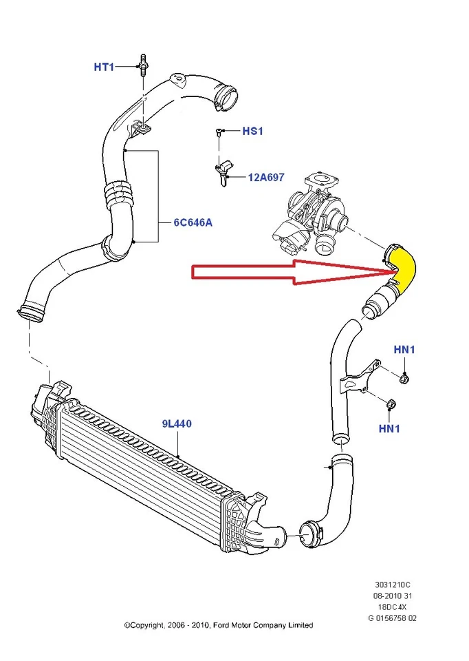 NUEVO PARA  FORD GALAXY MONDEO S-MAX 1.8 TDCI TUBO MANGUERA  INTERCOOLER 1565540 - Imagen 2 de 4