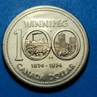 1874-1974 Winnipeg 100 Years CANADA Nickel DOLLAR Coin *COMBINED SHIP