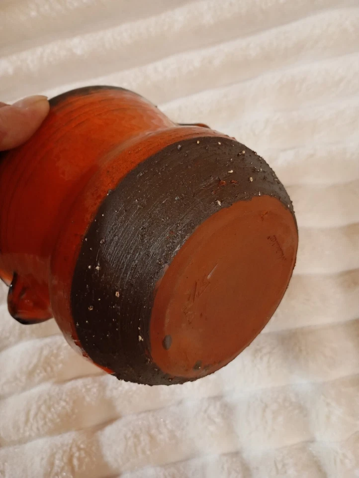 Umtopf/ Blumentopf aus Ton, Orange- Braun, Vintage 70er Jahre - Bild 3 von 3