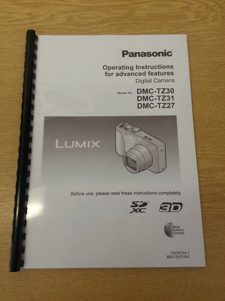PANASONIC LUMIX TZ30 TZ31 TZ27 INSTRUCCIONES MANUALES DE USUARIO IMPRESAS 197 PÁGINAS A5
