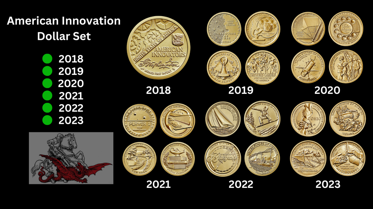 Complete American Innovation Dollar Set (21 coins) 2018 thru 2023