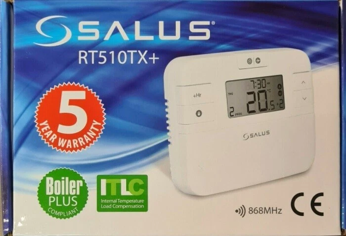 Salus RT510TX Programmable Room Thermostat RF Stat Boiler Plus NO Transmitter